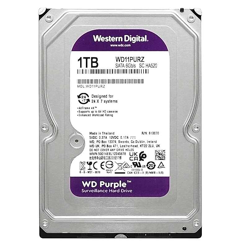 1 TB WD 3.5 PURPLE SATA3 5400RPM 64MB 7/24 GUVENLIK